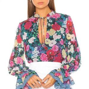NWT Rococo Sand Tallia Floral Lace Tie Neck Top S